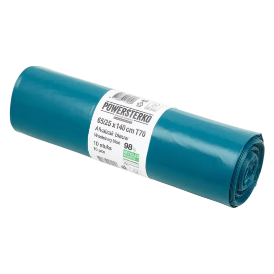 Powersterko Afvalzakken 240 Liter LDPE Blauw 65/25x140 cm T70 100 Stuks