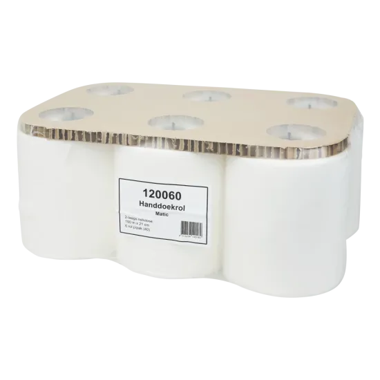 Euro Matic handdoekrol 2 laags 150 meter wit Handdoekrol Euro Matic 2 laags 21cm 150m 6 rollen