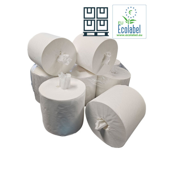 Pallet Handdoekrol Midi Coreless EU Ecolabel 1 Laags 19cm | 288 rollen Pallet Handdoekrol Midi Coreless EU Ecolabel 1 Laags 19cm | 288 rollen